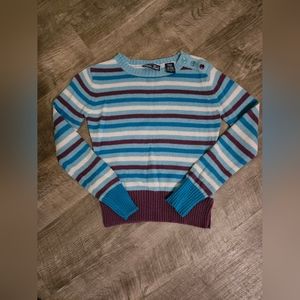 Girls Striped Sweater Buttons on shoulder for decoration. Size Med
